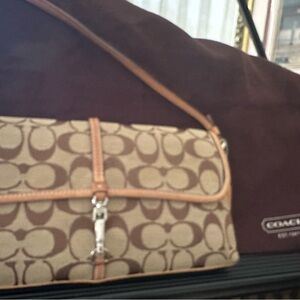 Y2K Coach Hamptons Brown Signature Canvas Bag Vintage w Dust Bag